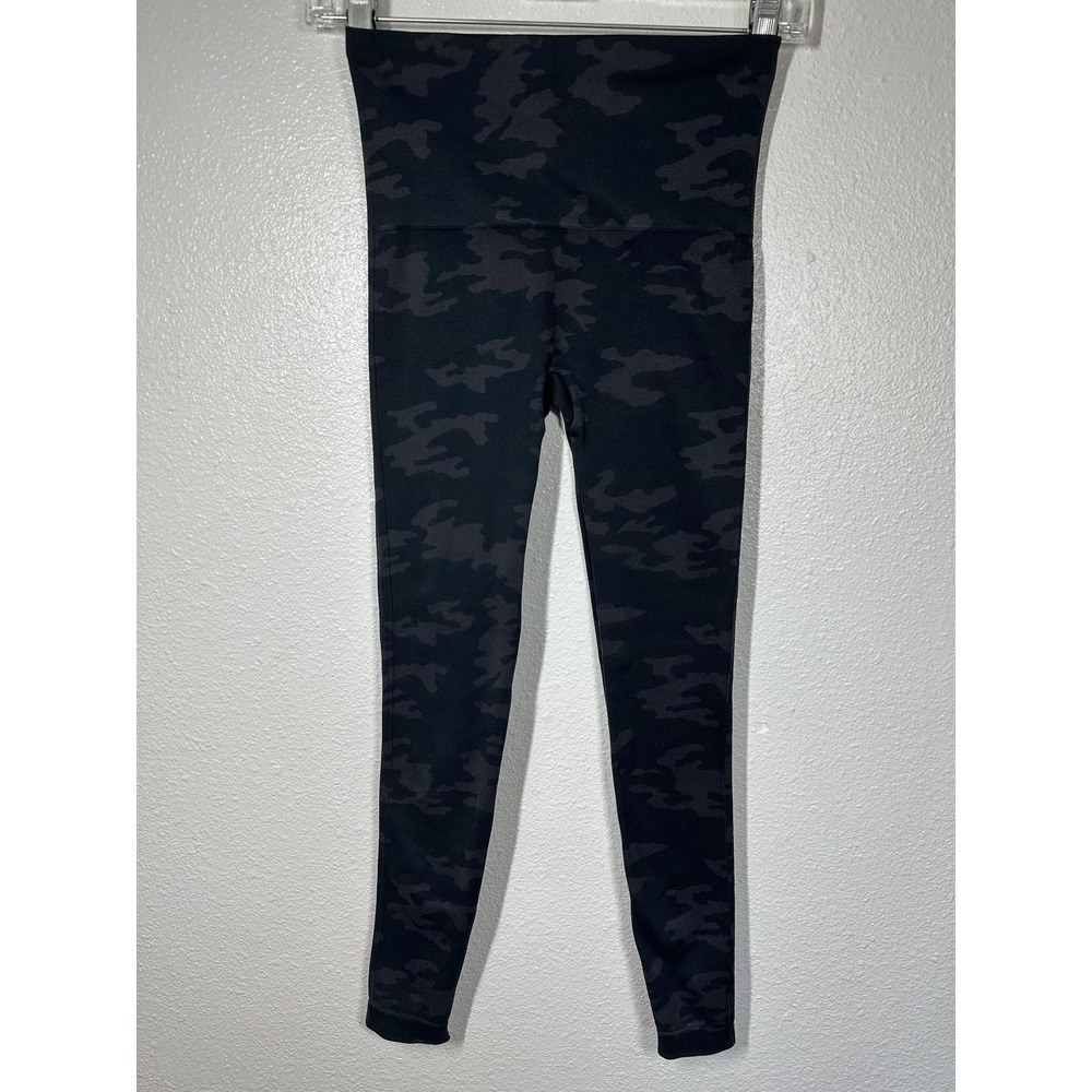 Spanx Leggings Womens Small Black Camo High Rise Stretch Ankle Activewear Gym